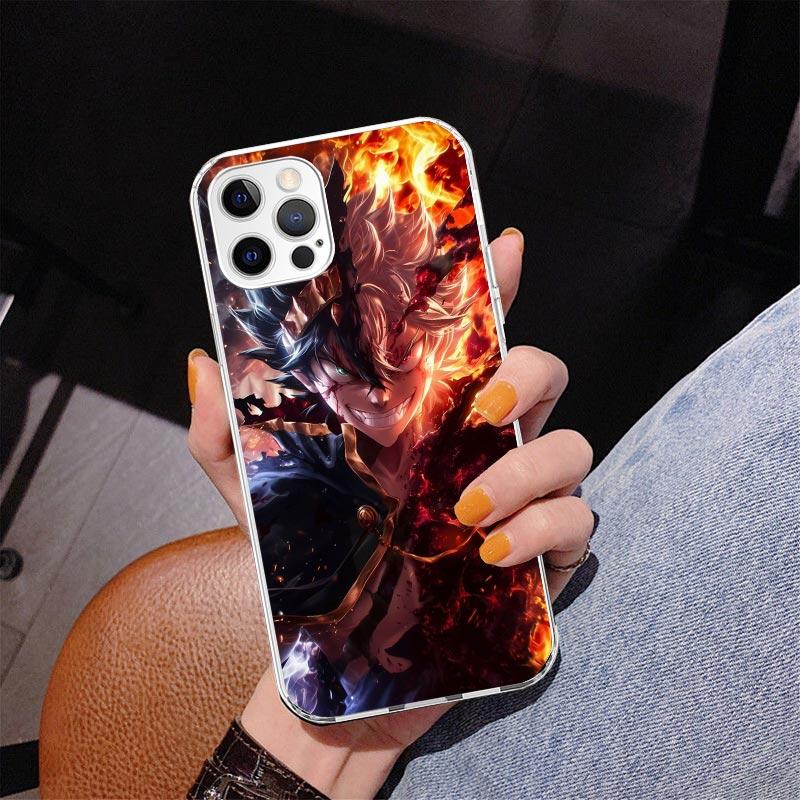 Черный чехол для телефона с аниме-рисунком C-Clovers для iPhone 13 12 Mini 11 Pro Max XS XR X SE 7 8 Plus 5S 5 6S 6 Подарок Печатный чехол Fundas