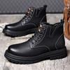 Martin Shoes Men's 2025 Autumn and Winter New Velvet Warm High-top Cotton Shoes Black Fashion Martin Boots Men's 2025