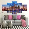 5 Pieces Canvas Painting Wall Art Miami City Skyline Urban Skyscrapers Bridge Modular Posters and Prints Modern Home Decoration