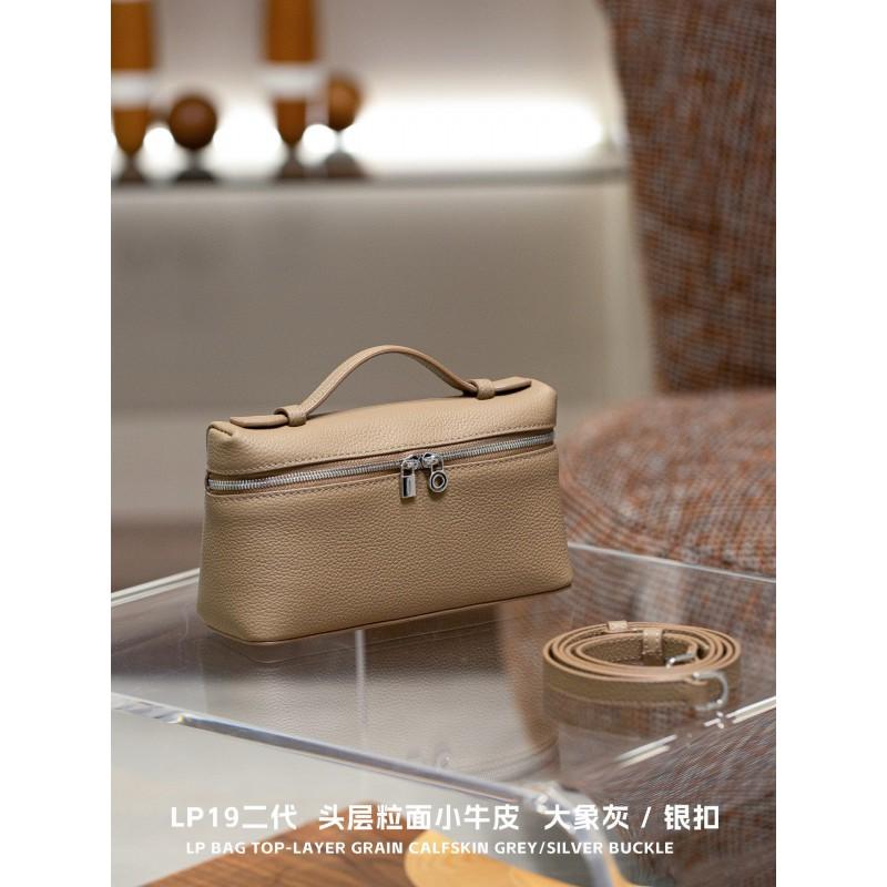 2025 Genuine Leather Lunch Box Bag Crossbody Shoulder Handbag Women 19cm Medium Size