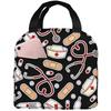 Nurse Theme Lunch Bag for Women Insulated Tote Bag Reusable Cooler Lunch Box for Work Picnic Travel