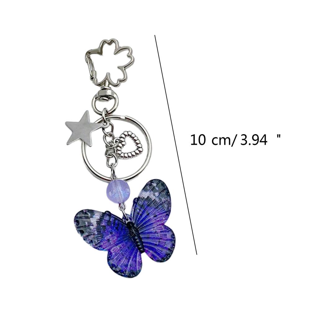 Elegant Butterfly Star Pendant Keyrings Unique Butterfly Pendant Keychain Beaded Phone Anti-Lost Chain Hangings Jewelry