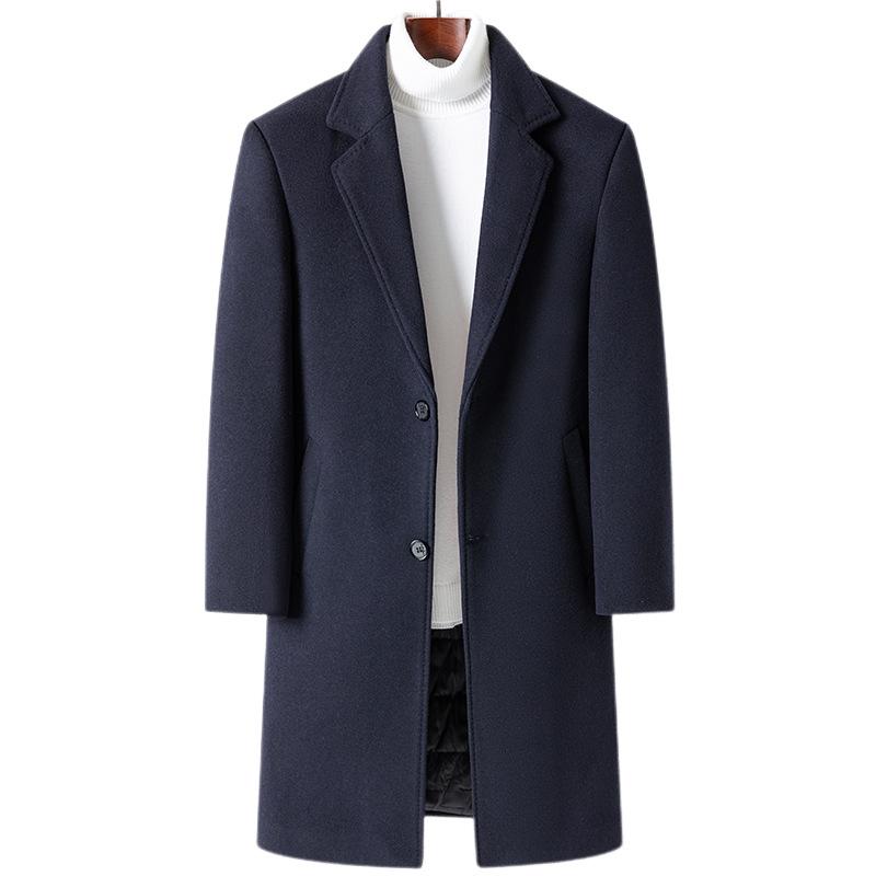 Wool Coat Men's Medium and Long Men's Wool Trench Coat Autumn and Winter New Men's Casual Woolen Coat