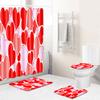 Love Valentine'S Day Shower Curtain Floor Mat Four-Piece Set Bathroom Non-Slip Door Mat Bedroom Carpet