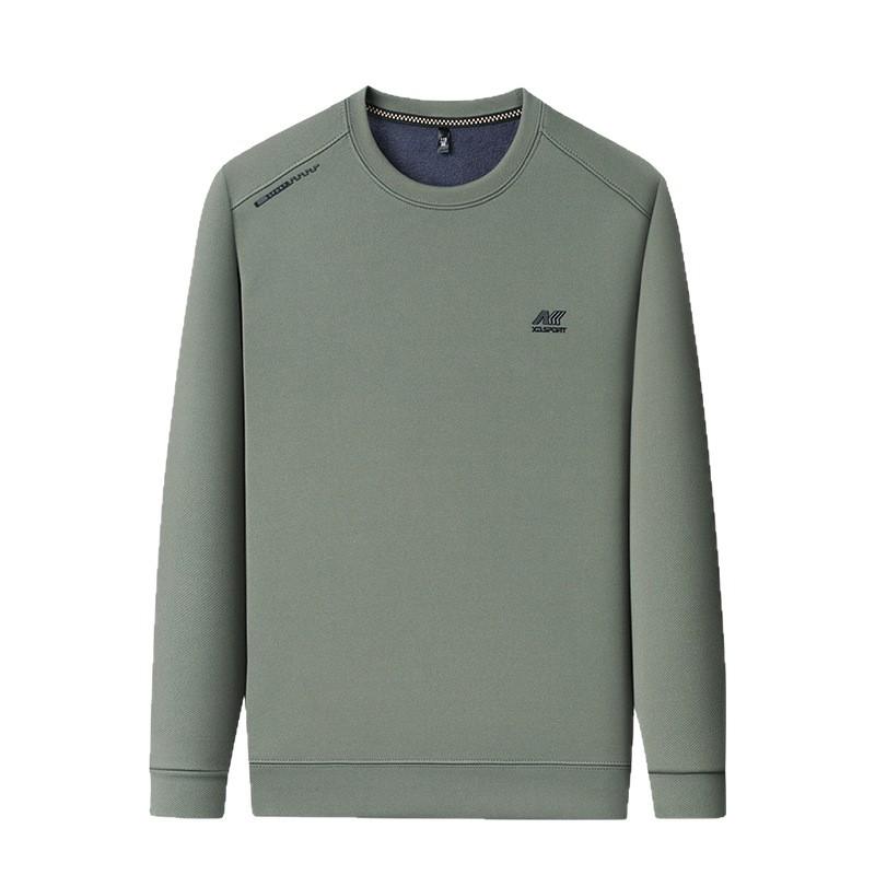 2025 Men's Fleece-Lined Casual Round Neck Warm Sweatshirt Long Sleeve T-shirt Winter Collection