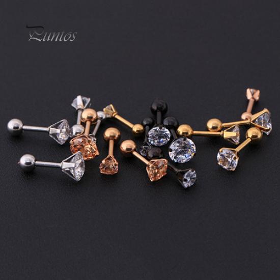 Lady's Men Rhinestone Cartilage Tragus Bar Helix Upper Ear Earring Stud Jewelry