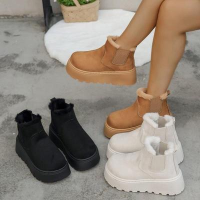 Зимние новые бархатные утолщенные сноубутсы на толстой подошве, женские, для внешней торговли, больших размеров, теплые, с махровой подкладкой, короткие ботинки, хлопковая обувь