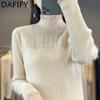 Women's Fashion Casual Fall Winter Solid Color Print Long Sleeve Half Turtleneck Sweaters