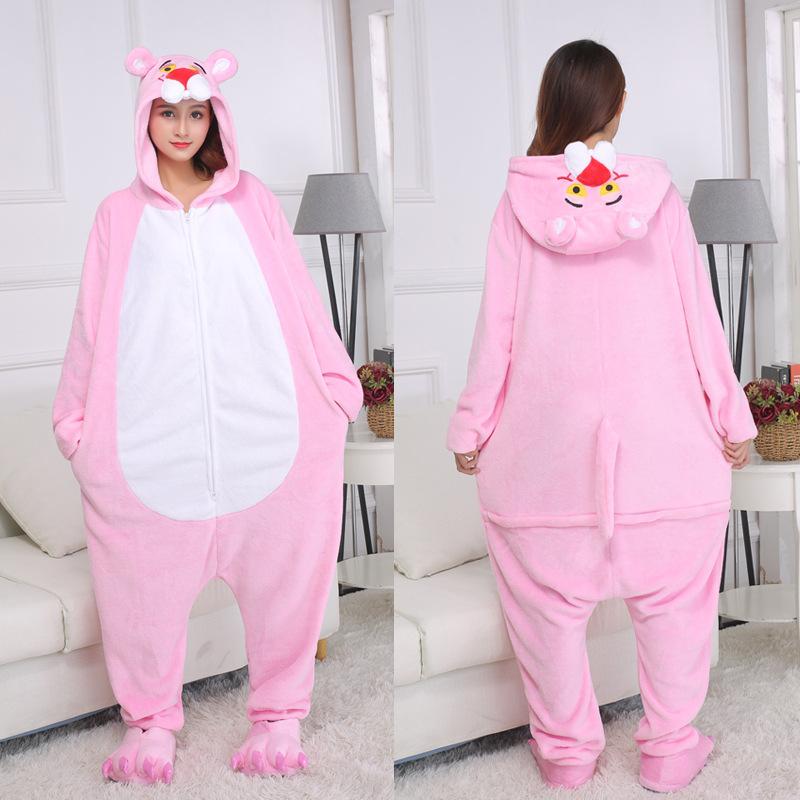Мужская и женская домашняя одежда осень-зима с капюшоном, комбинезон с изображением животных из мультфильмов, фланелевая домашняя одежда на молнии спереди