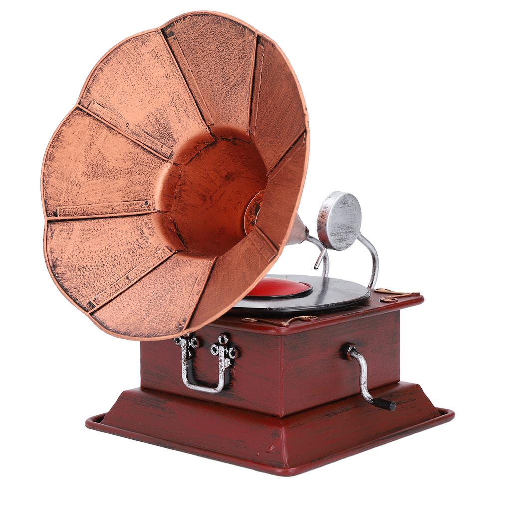 Vintage Phonograph Decor Iron High Simulation Exquisite Workmanship Antique Gramophone Model for
