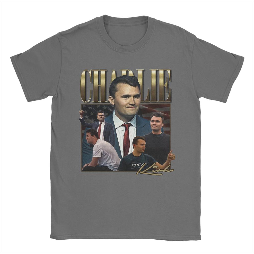 Men's Charlie Kirk T Shirts  100% Cotton Tops Fashion Short Sleeve Crewneck Tee Shirt Gift Idea T-Shirt