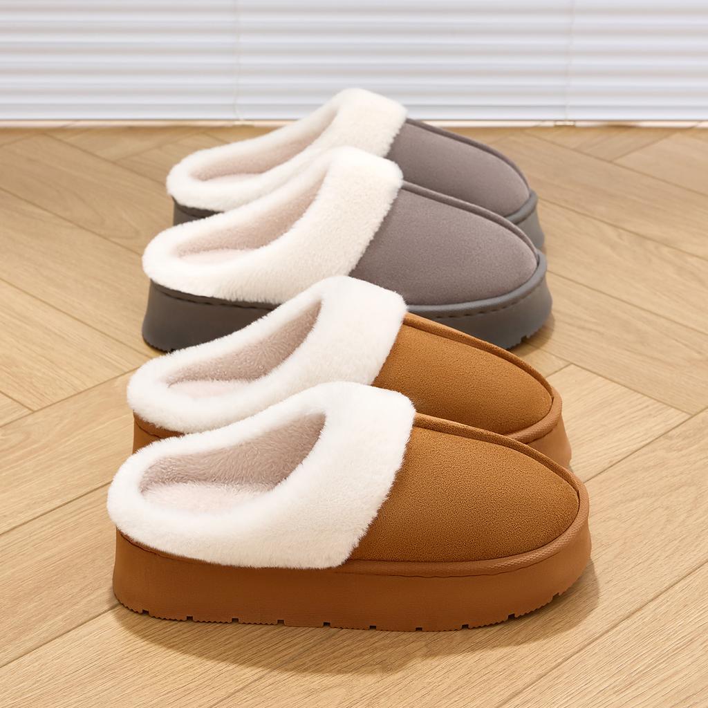 Platform Women Home Slippers Plush Warm Thick Bottom Slides Breathable Soft Non-slip Slippers Indoor Outdoor Men Casual Slippers