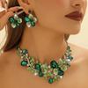 Многоцветные серьги с подходящим ожерельем Модные цветы баухинии Кристальный циркониевый набор Свадебное ожерелье Женский циркон
