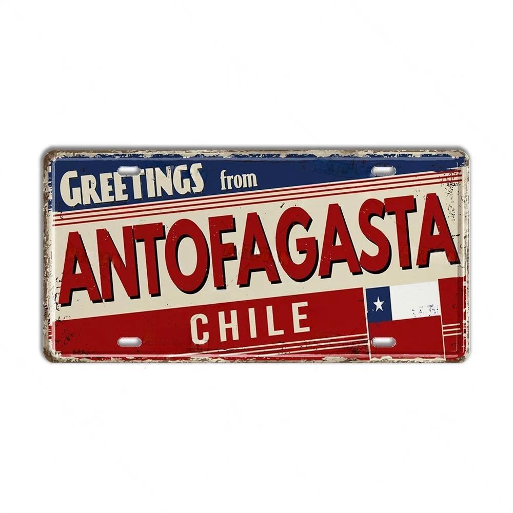 Chile Argentina Ecuador Colombia License Plate Landmark Metal Sign City State Decorative Car Plate Garage Club Bar Wall Decor