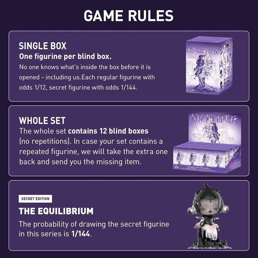 POP MART Фигурки SKULLPANDA Серия Звук, Фигурки SKULLPANDA в Слепой Коробке, Домашние Украшения, Подарки на Праздник и День Рождения, Одиночная Коробка