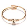 Braided Bracelets Cable Wire Titanium Steel Heart Bracelet Rose Gold Fashion 26 Initial Letter Bracelet