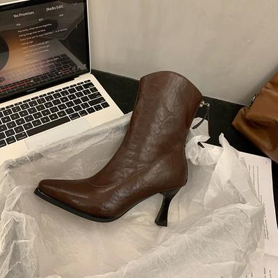 Женские тонкие ботильоны, модные элегантные туфли с острым носком из мягкой кожи, на тонком высоком каблуке, осень-зима, женские короткие ботильоны Morder