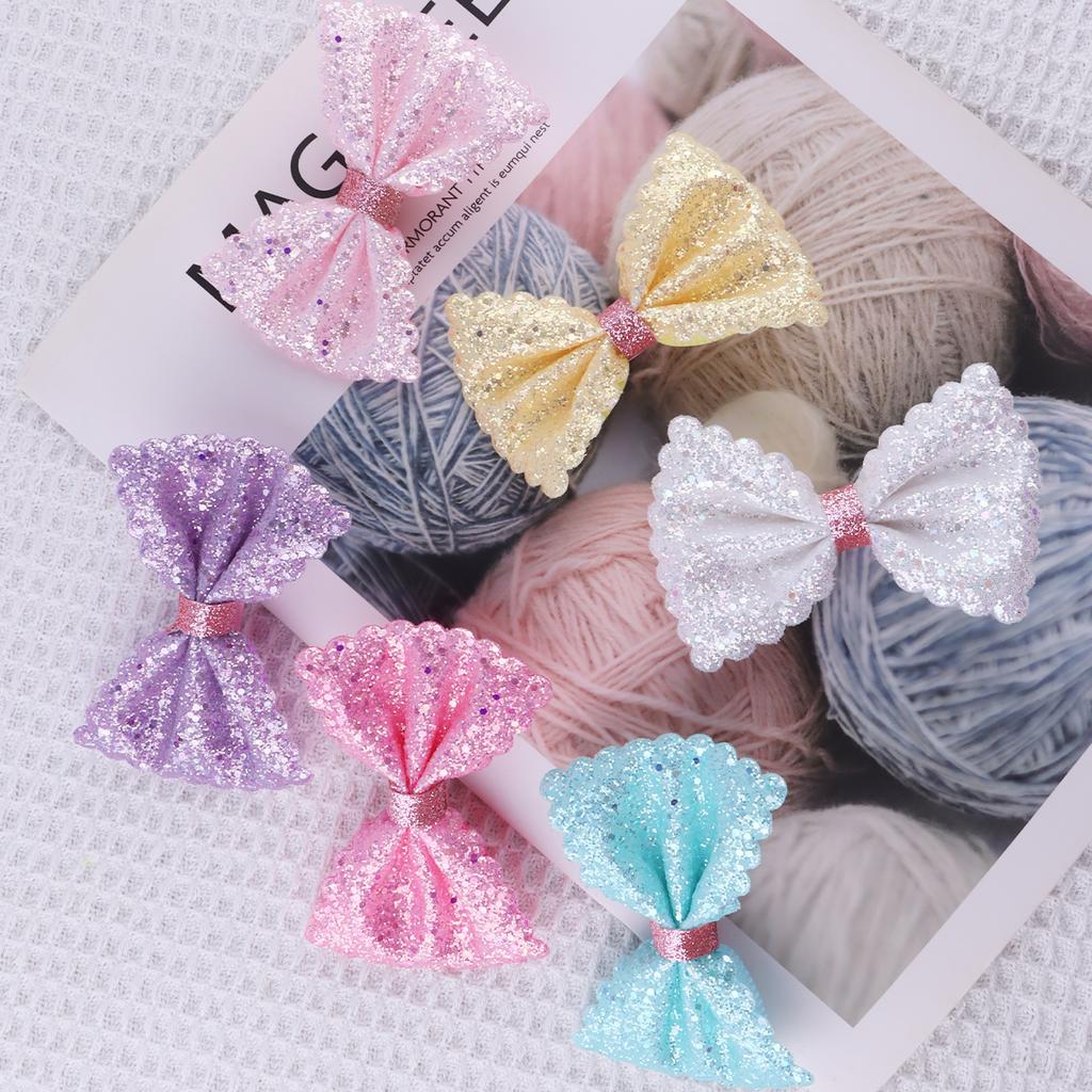 6pcs Glitter Hair Bows Sparkly Hair Clips Multi Color Alligator Clips Hair Clips for Baby Girls Teens Toddlers Hair Accessories