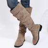 Women's Boots Botas  Autumn and Winter Fashion Solid Color Warm Round Toe Thick Bottom Low Heel Comfortable Boots