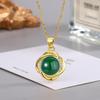 Ethnic Style Zircon & Green Agate Pendant Necklace with Yellow, Red, White Chalcedony for Women
