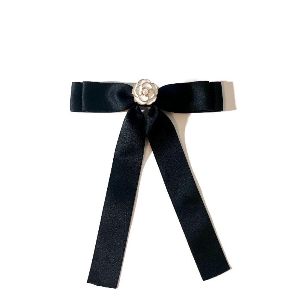 Pearl Black Ribbon Pin White Funerals Memorial Pin Fashion Mourning Badge Brooch Occupation