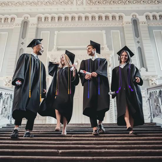 Форма бакалавра 2025 года с золотыми висячими ушами и шляпой-шипом унисекс для выпускного фотосессии