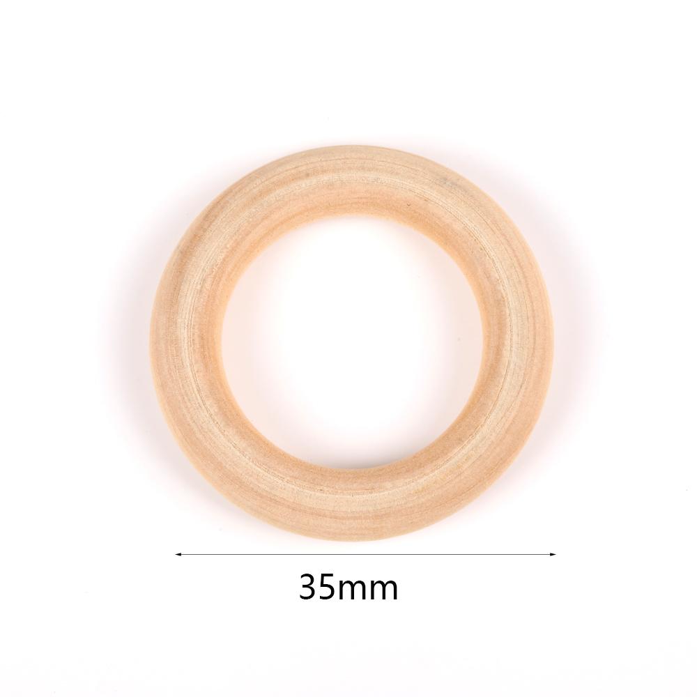 Natural Wooden Teething Round Ring Wood Lead-Free Beads For Jewelry Making DIY Handmade Accessories