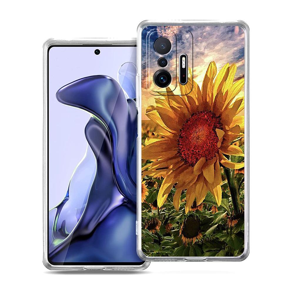 Эстетичный чехол для телефона с подсолнухом Для Xiaomi 14 13 12 Lite Mi 11 Ultra 11X 13T 12T 11T Для Poco X5 X4 X3 NFC F5 F4 M4 Pro 5G Чехол
