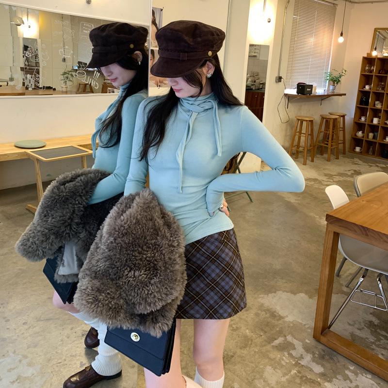 In Stock: Women's High-End Autumn/Winter 2026 Bow Tie Lace Wool Base T-Shirt