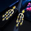 CMM Light Luxury Multicolor Zirconia Engagement Drop Earrings Wedding Jewelry for Brides