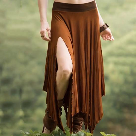 Женская юбка с высокой талией, однотонная, неровный подол, длинная юбка с боковыми разрезами, утягивающая юбка для работы, отдыха, путешествий