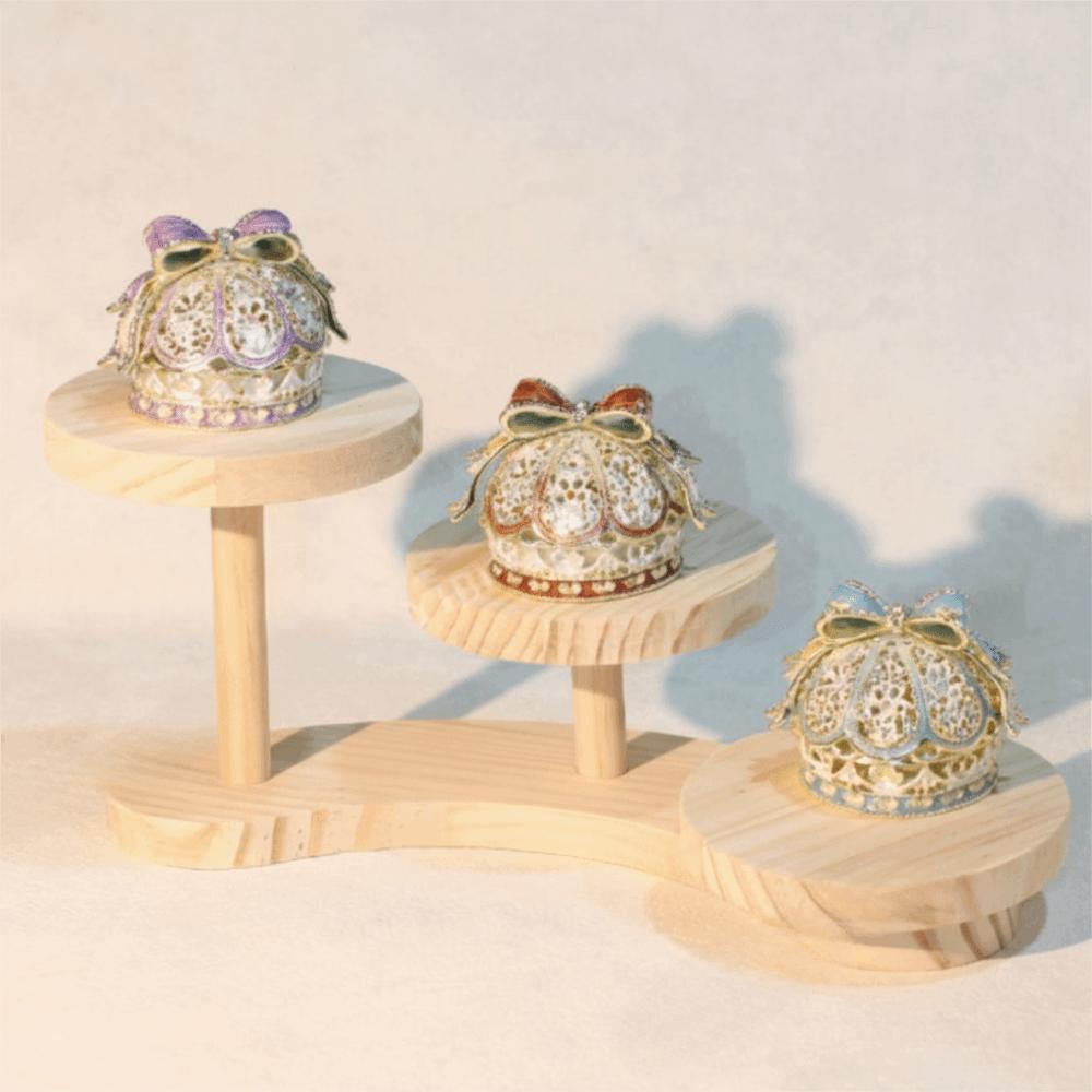 Desktop Design Crown Jewelry Box Light Luxury Ring Holder Enamel Color Crown Birthday Gift