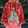 Women's Christmas Printed Loose Casual Long Sleeved Hooded Sweatshirt