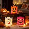 Trick or Treat Bags LED Light Up Halloween Bucket, Glow in The Dark Candy Colorful Event Supplies Bag with Handle, Reusable Lighted Goodie Gift