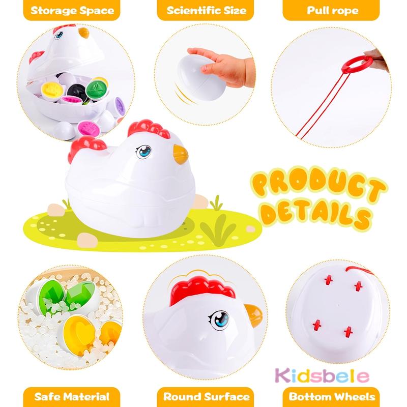 12 Matching Eggs In A Pullable Hen Toy Цвет И Форма Когнитивные Пазлы Игра Монтессори Сенсорная Игрушка Детская Вечеринка Подарок На День Рождения