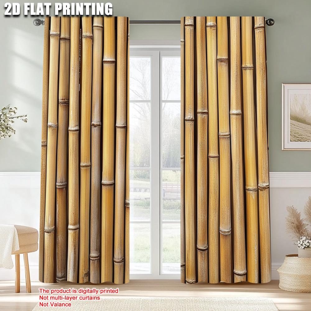 2 шт., Популярный принт 2D-плоскостной печати для штор, Богемный бамбуковый принт, Затемняющий полиэстер (без стержня) Распродажа Идеально для