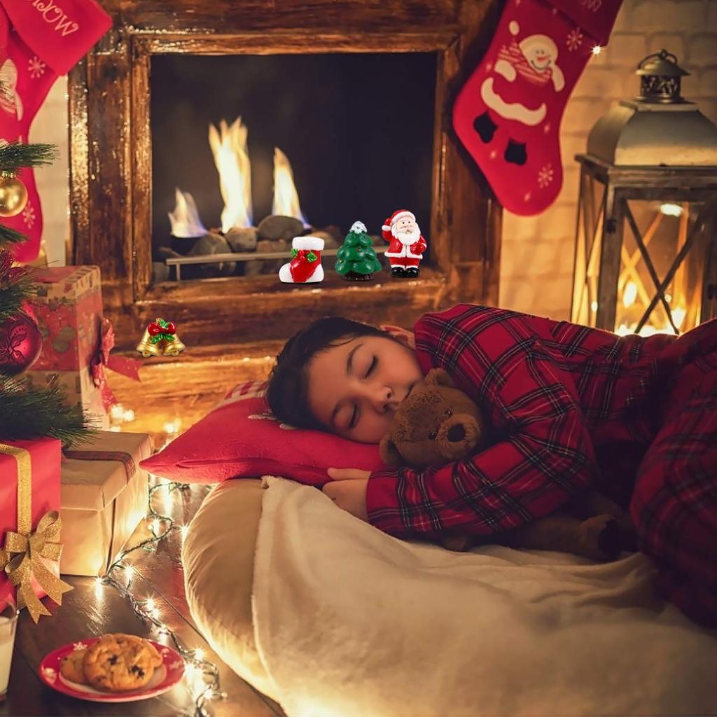 DOITOOL 60 Pieces Miniature Christmas Ornaments, Handmade Resin Figurines, Decorative Tabletop Ornaments for Bonsai, Potted Plants, Gardening Props,