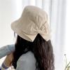 Bow Hat Big Brimmed Hat  Solid Color Female Fisherman Hat Hepburn Style Sunscreen Sun Hat