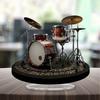 2D Drum Set Decoration Acrylic Decor, Collectible Flat Tabletop Ornament Decorative Sign with Base