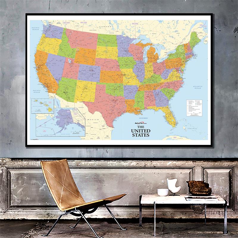 The World Political Map Detailed Painting Wall Art Poster Home Decoration School Education Supplies