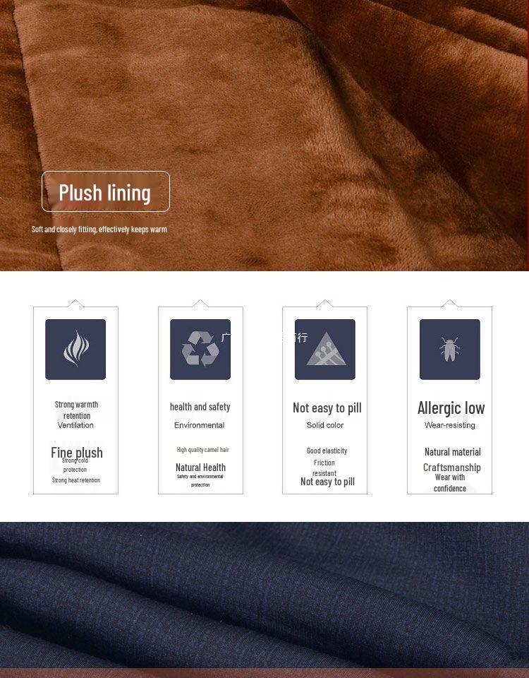 Мужской теплый зимний комплект: Хлопковый утепленный костюм (куртка и брюки) для пожилых – с флисовой подкладкой, верблюжий пух, идеально для папы или дедушки.