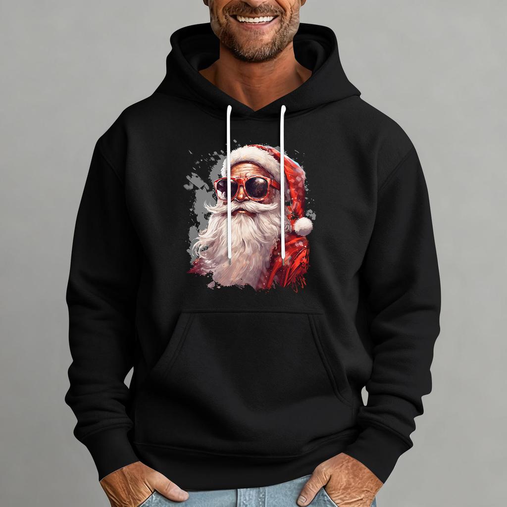 Men's Christmas Print Color Block Hooded Casual Sports Comfort Sweatshirt