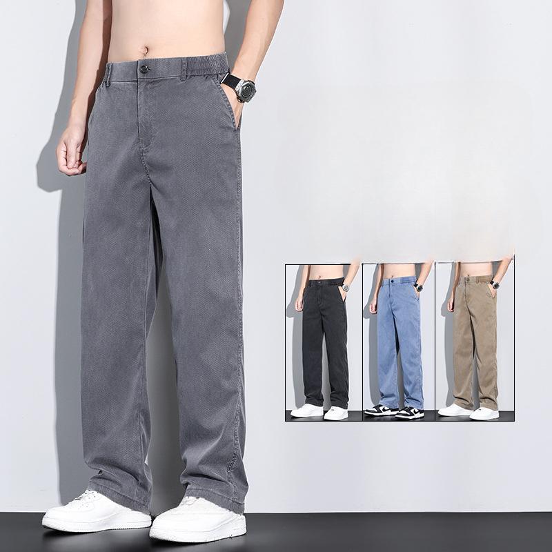 Летние джинсы, мужские классические тонкие лиоцелловые ткани, прямые повседневные брюки, мягкие джинсовые брюки, кофейно-синий, серый цвет