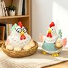 Handmade Farmhouse Kitchen Ornaments Cartoon Hen Statue with Eggs, Pastoral Style Resin Figurine for Whimsical Animal Gift Garden Yard