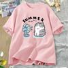 Summer Funny Cat and Fan Graphic T Shirts Women Men Cotton Short Sleeves Tees Harajuku Women's Clothing Female Streetwear Tops