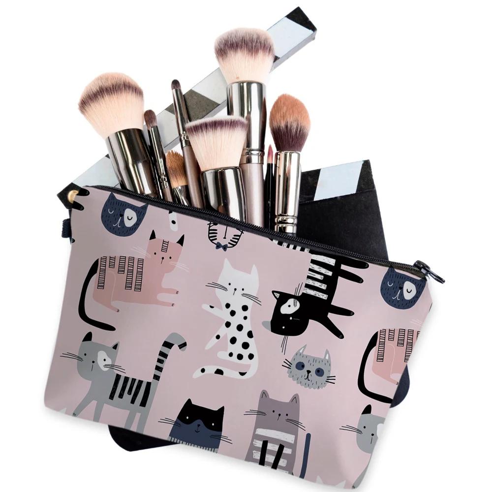 Красивая косметичка с 3D-печатью водонепроницаемая косметичка для женщин с кошкой