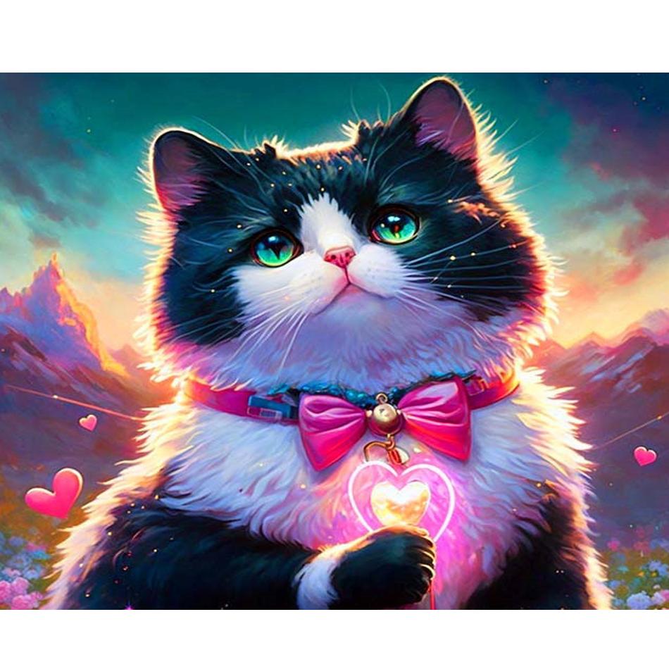 RUOPOTY Diy Paint By Numbers Beginners Kits Cat Animals Canvas Painting Acrylic Paint On Canvas Arts Craft For Home Decoration