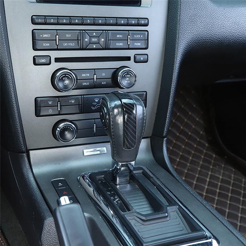 Car Gear Shift Head Decoration Cover Trim Interior Accessories For Ford Mustang 2010-2014 (Carbon Fiber ABS)-A99D