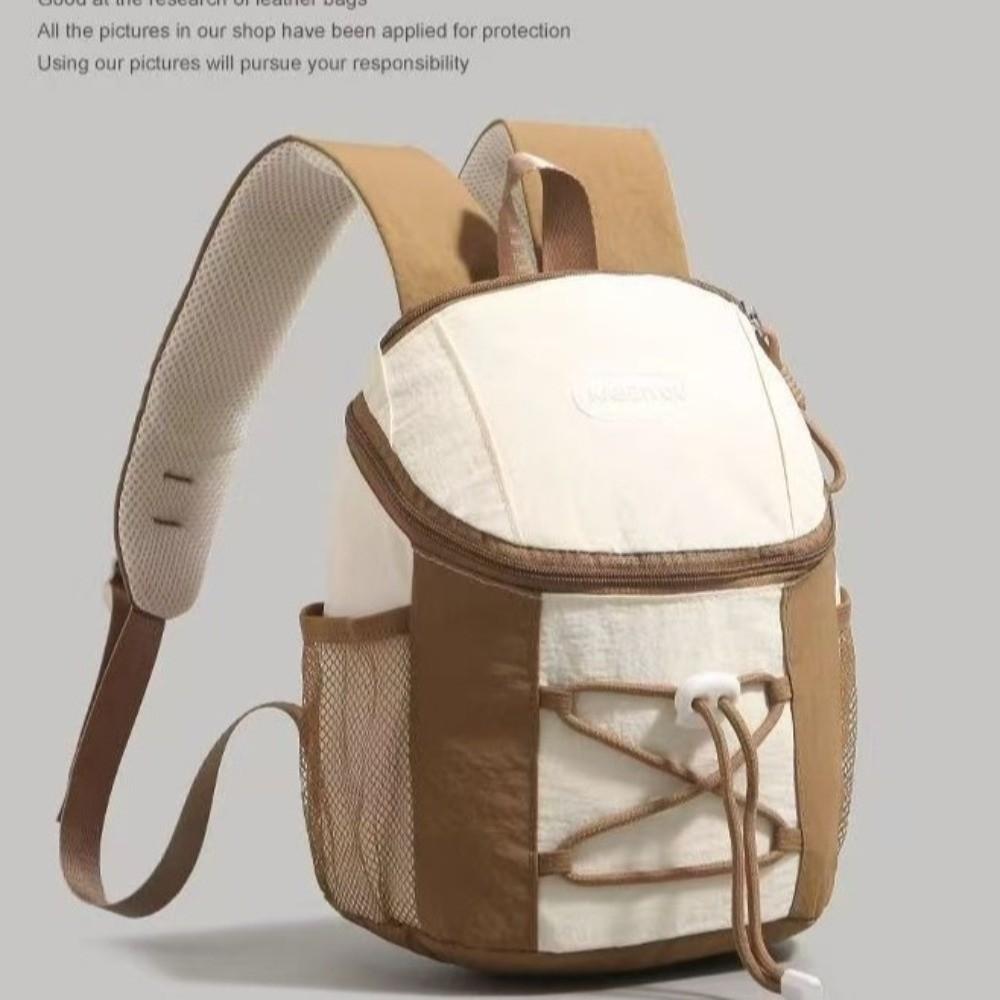 Patchwork Drawstring Backpack Y2k Student Schoolbag Versatile Casual Travel Bag Hiking