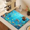 1Pcs Rubber Drying Mat With Ocean Pattern For Coffee Shop Restaurant Kitchen Carpet Tableware Durable Diatom Mud Table Mat Pet Mat Coffeeware